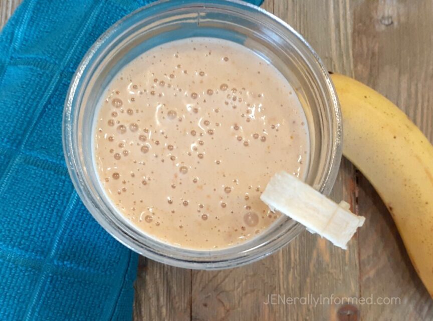 Here's how to rock your morning with an easy to make delicious peanut butter and banana smoothie!