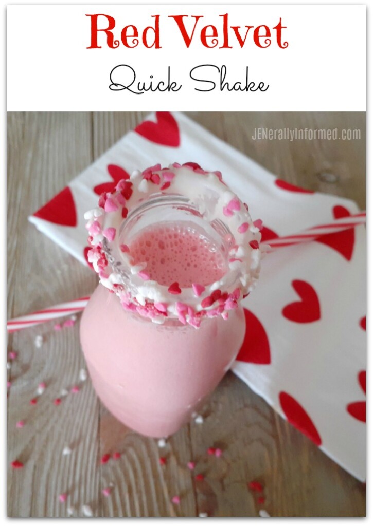 Enjoy an easy to make red velvet quick shake with only 3 simple ingredients! #cooking #drinks #ValentinesDay