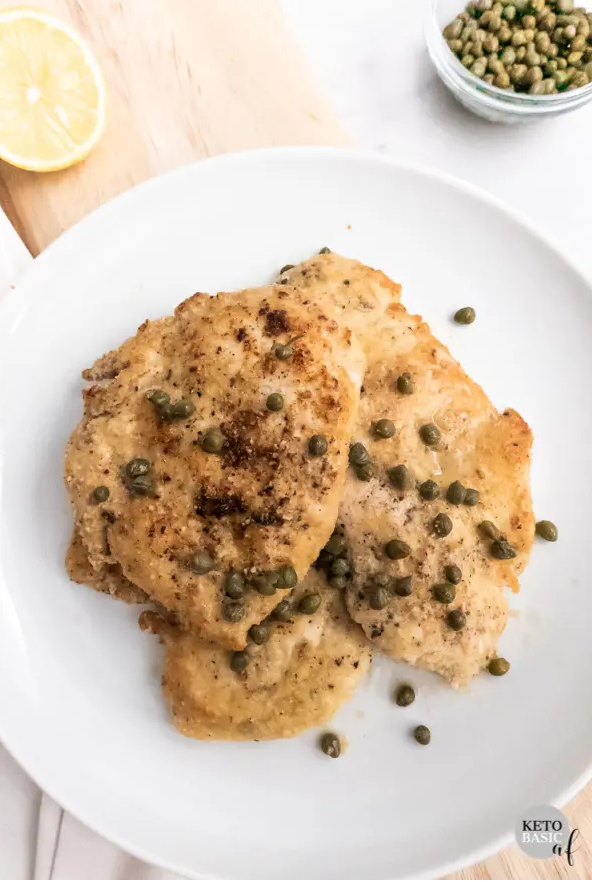 Low Carb KETO Chicken Piccata Italian Dinner from KetoBasicAF.