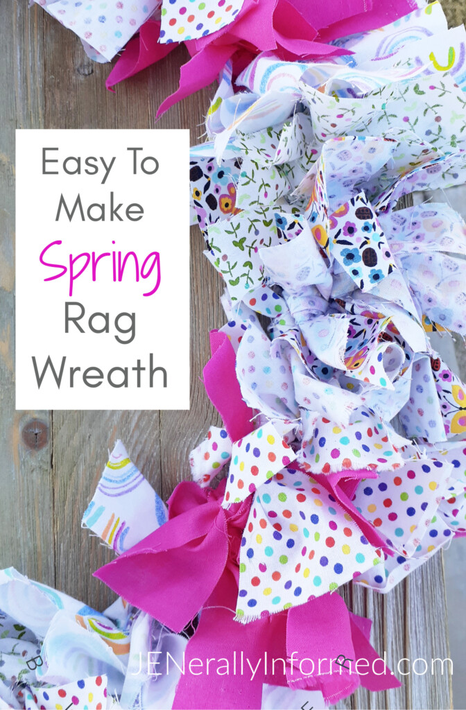 Here's how to make a super easy and cute Spring Rag Wreath for less than $10 dollars! #crafting #DIY #homedecorations