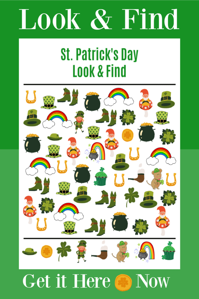 Grab your FREE St. Patrick's day printable look & find today!
