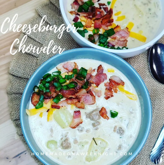 Cheeseburger Chowder from Homemade on a Weeknight.