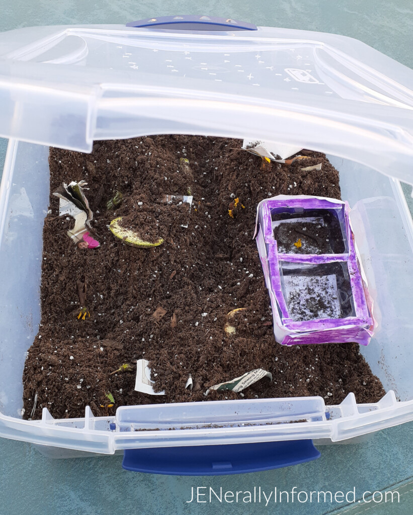 Create your own DIY earthworm habitat and teach your kiddo about environmental responsibility, science, food production, and animal care!