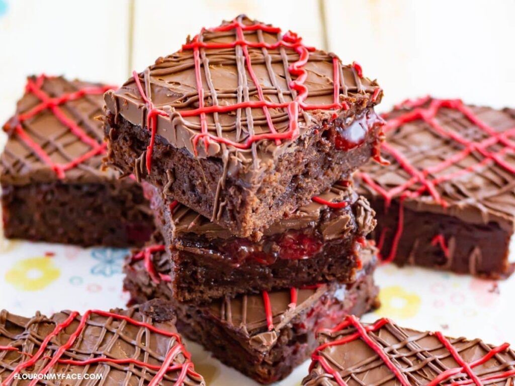 Easy Black Forest Brownie Bars from Flour On My Face.