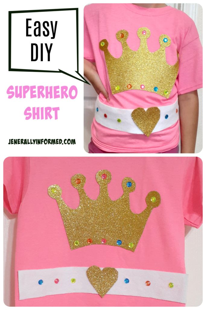 Here's how to DIY a Kid's Superhero Shirt in less than 15 minutes and with only a few materials! #superhero #diy #kids