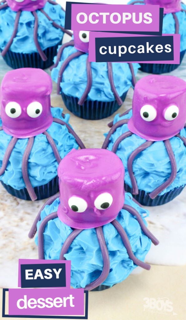 Octopus Cupcakes Recipe from 3 Boys And A Dog.