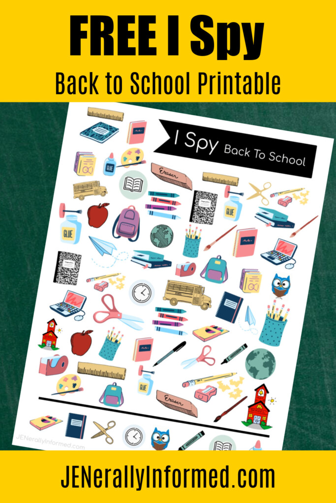 It's almost time! Grab this FREE and adorable JENerally Informed #backtoschool ISpy #printable #kidsactivities!