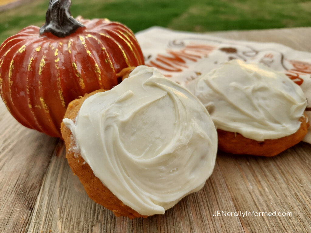 It's pumpkin season and you are going to want to make these super easy and delicious pumpkin cookies with cream cheese frosting!