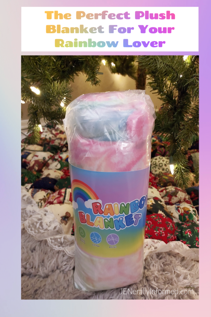 The Perfect Plush Blanket for your rainbow lover! #rainbowgifts #christmasgifts #girlgifts