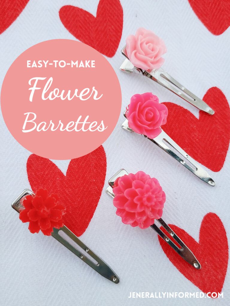 Here's how to DIY your own super easy-to-make, adorable flower barrettes in less than 5 minutes! #hair #beauty #kidscrafts #hairaccessories