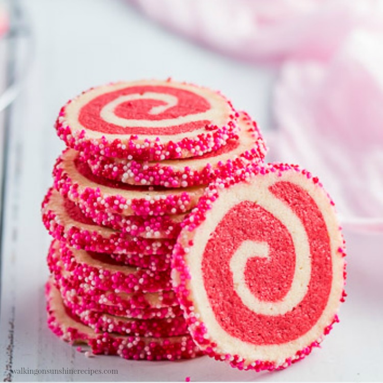  Valentine's Day Swirl Cookies from Walking on Sunshine Recipes.