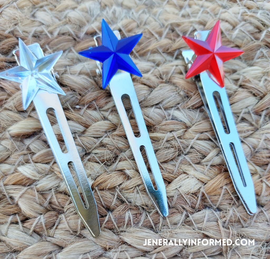 Get ready for Memorial Day! Learn how to make your own red, white, and blue sparkly hair barrettes!