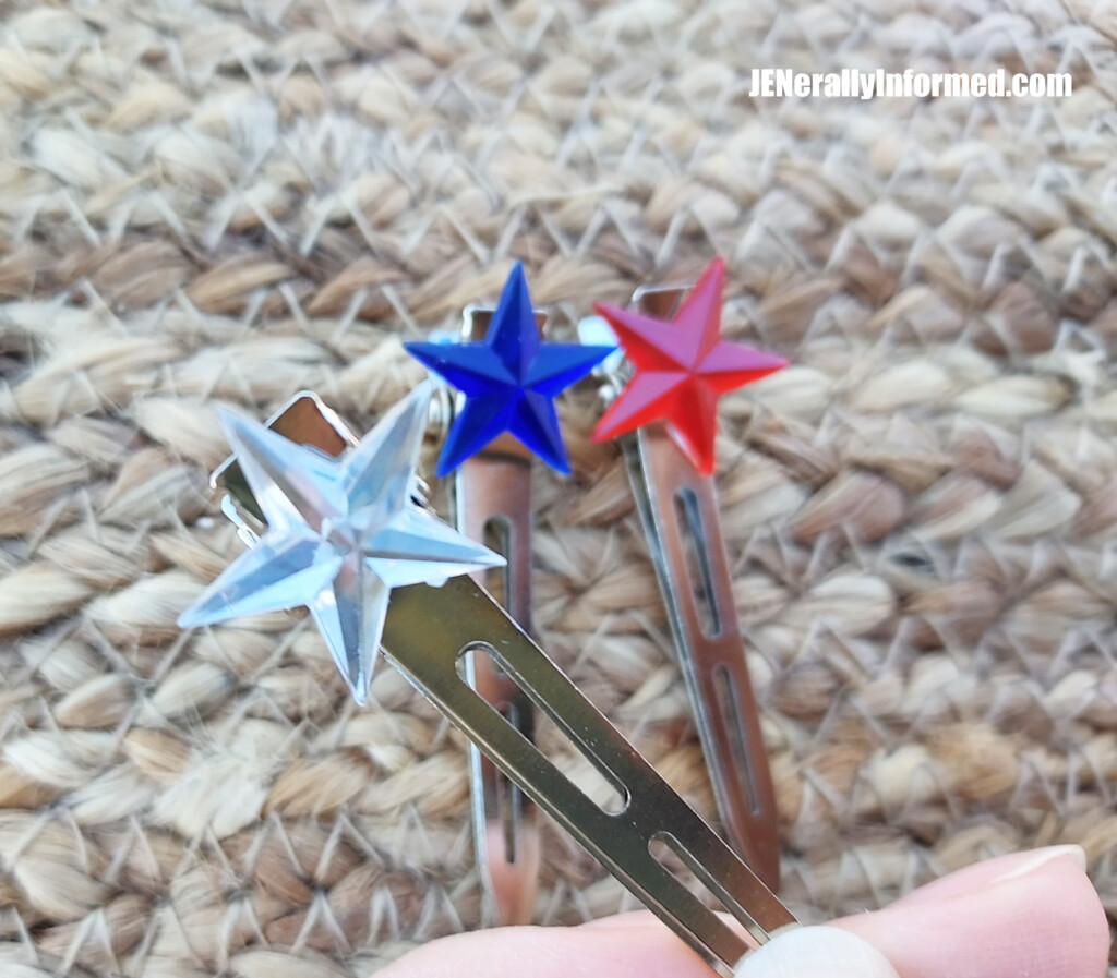 Get ready for Memorial Day! Learn how to make your own red, white, and blue sparkly hair barrettes!