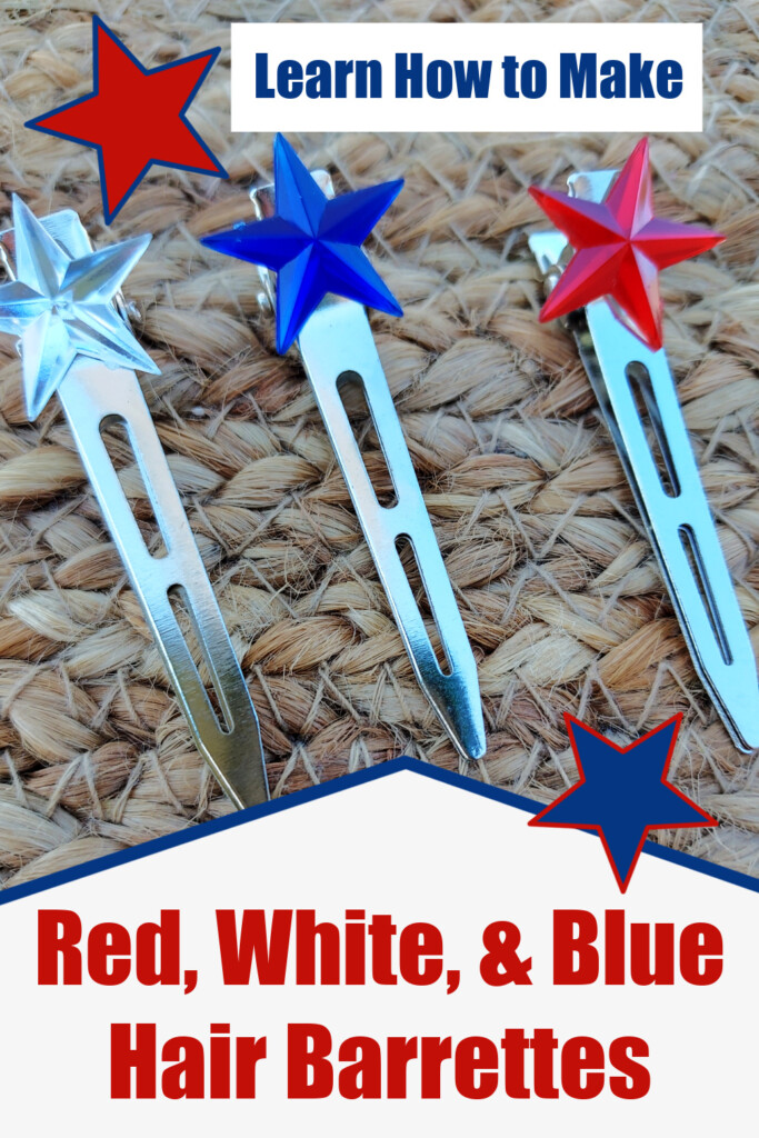 Get ready for Memorial Day! Learn how to make your own red, white, and blue sparkly hair barrettes!