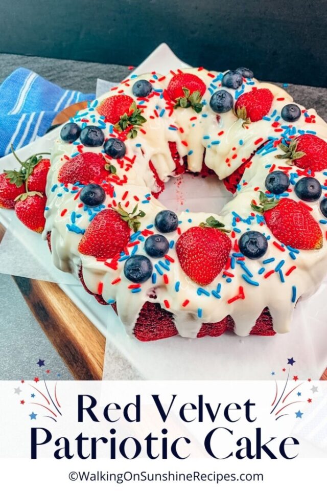 Red Velvet 4th of July Cake from Walking on Sunshine Recipes.