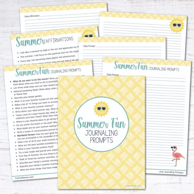 Summer Fun Journaling Prompts & A Free Printable from Krafty Planner.