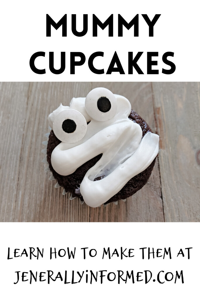 Easy to make mummy cupcakes in less than thirty minutes that will delight all your ghouls and goblins! #Halloween #spookytreats