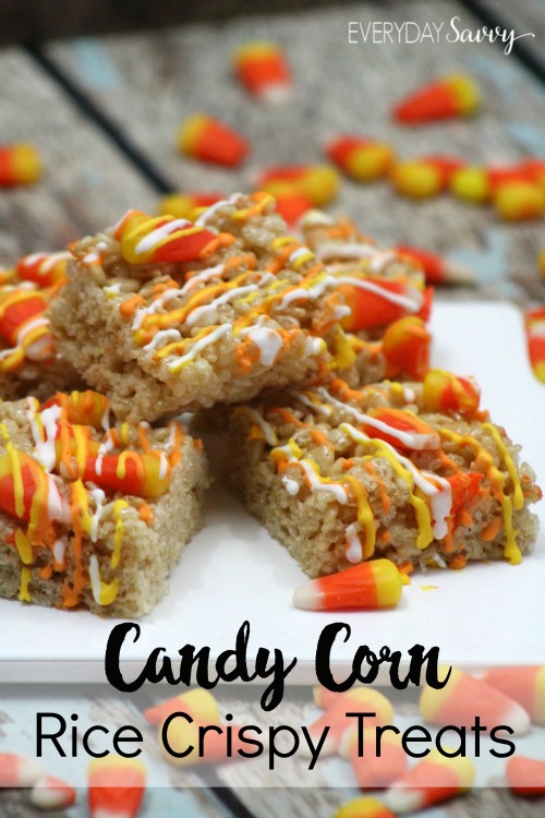 Candy Corn Rice Krispie Treats from Everday Savvy.