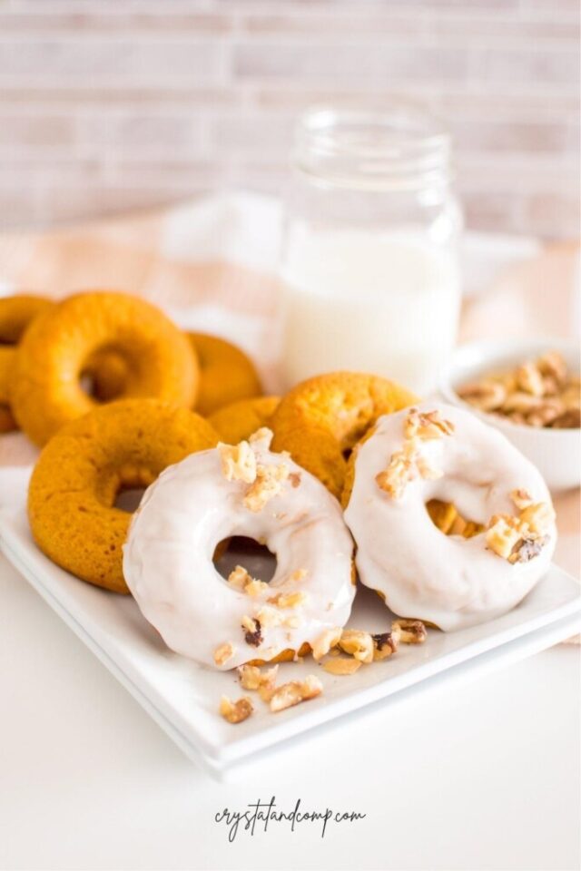 Baked Iced Pumpkin Donuts from Crystal & Co.