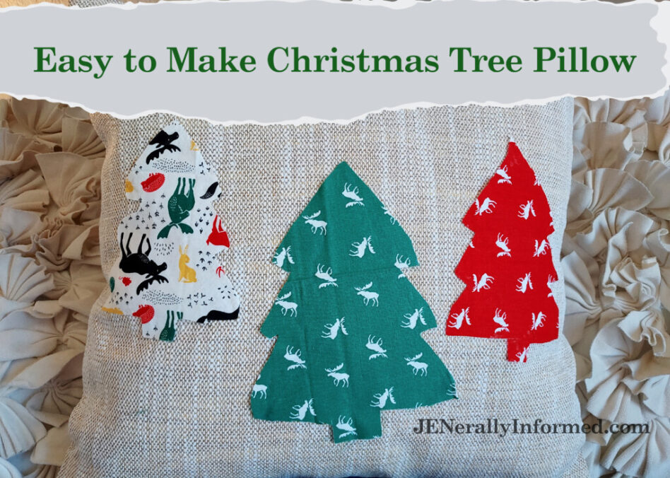Learn how to easily make your own Christmas tree holiday pillow in less than 30 minutes! #holidaydecorating #diydecor #Christmas