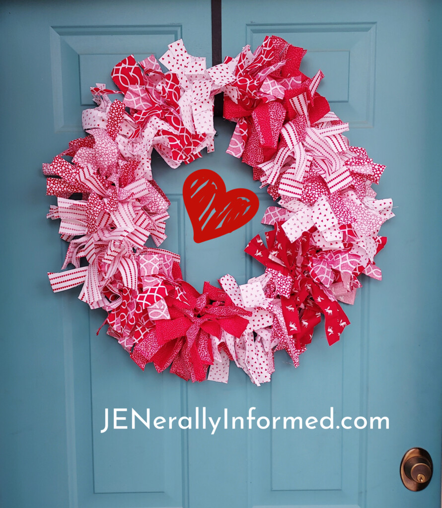 Here’s how to make a super easy and cute Valentine Rag Wreath for less than $20 dollars! #crafting #DIY #homedecorations