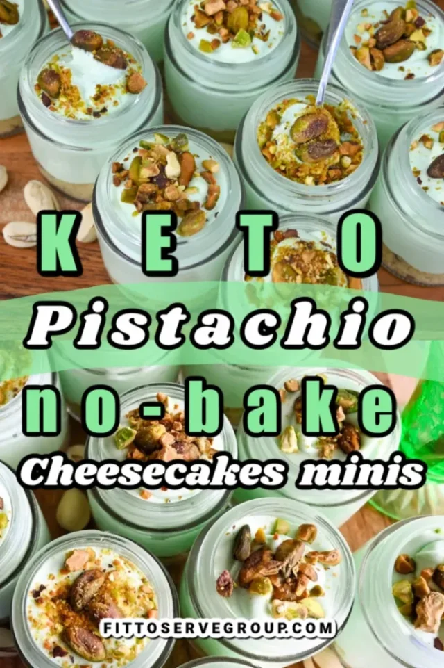 Keto Pistachio No-Bake Cheesecake (Minis) from Fit to Serve.