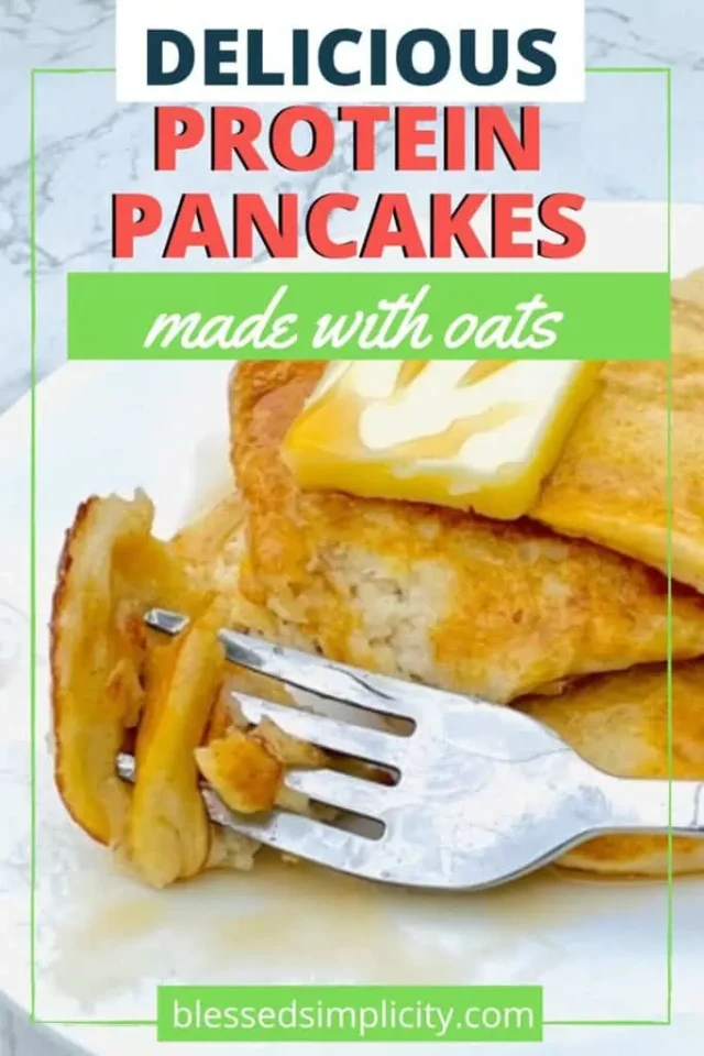 Four Ingredient Protein Pancakes with Oats from Blessed Simplicity.