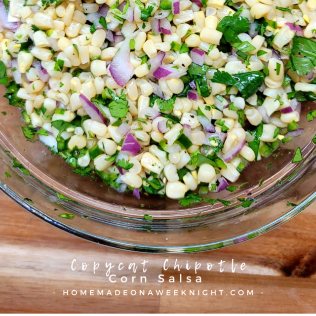 Copycat Chipotle Corn Salsa by Homemade on a Weeknight.