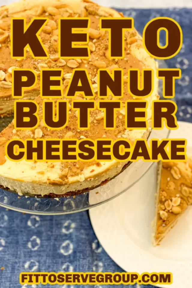 Keto Peanut Butter Swirl Cheesecake from Fit to Serve.