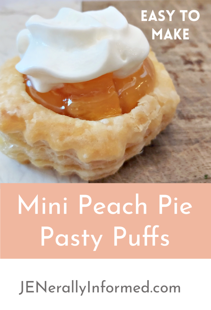 Easy to make Mini Peach Pie Pasty Puffs. With only three simple ingredients you can have delicious pies in less than 15 minutes!