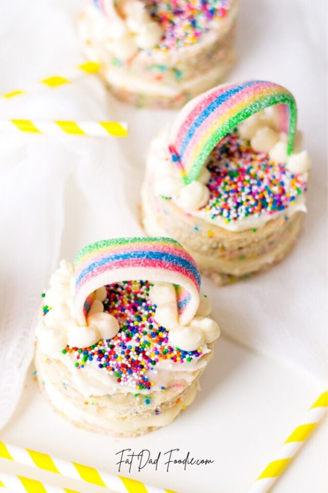 Rainbow Mini Cakes by Fat Dad Foodie .