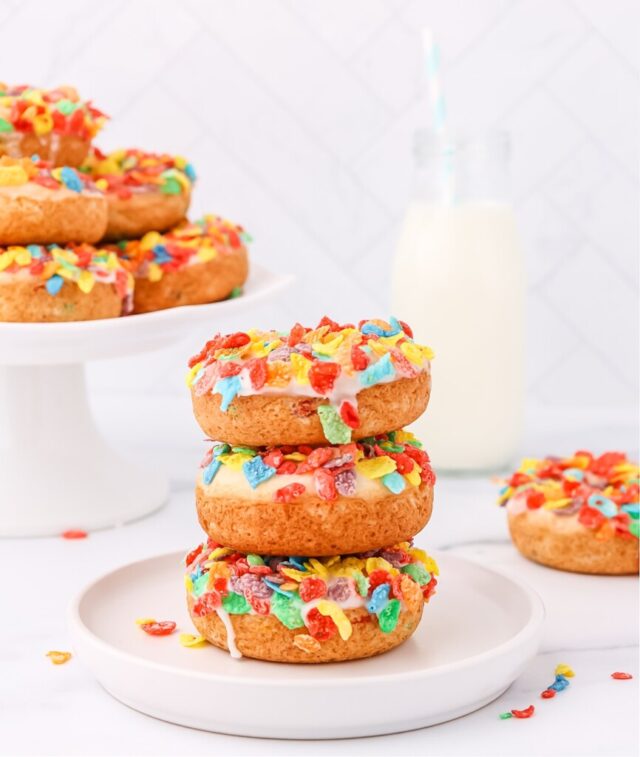 Fruity Pebbles Donuts by The Savory Cipolla.