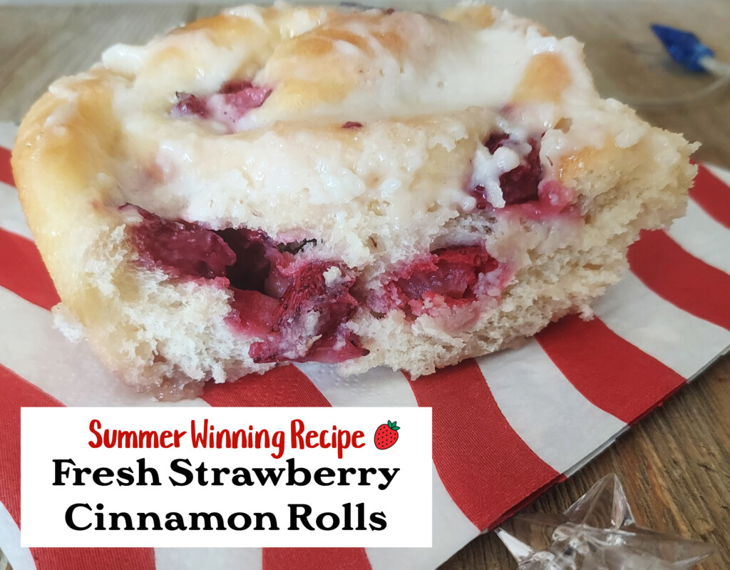 Summer Winning Recipe! Learn how to make Fresh Strawberry Cinnamon Rolls using your breadmaker! #redwhiteandbluerecipes #summerbreakfastideas #recipes
