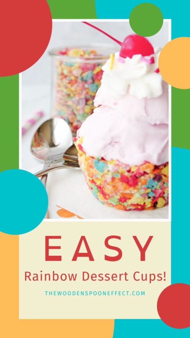 Easy Rainbow Dessert Cups from The Wooden Spoon Effect.