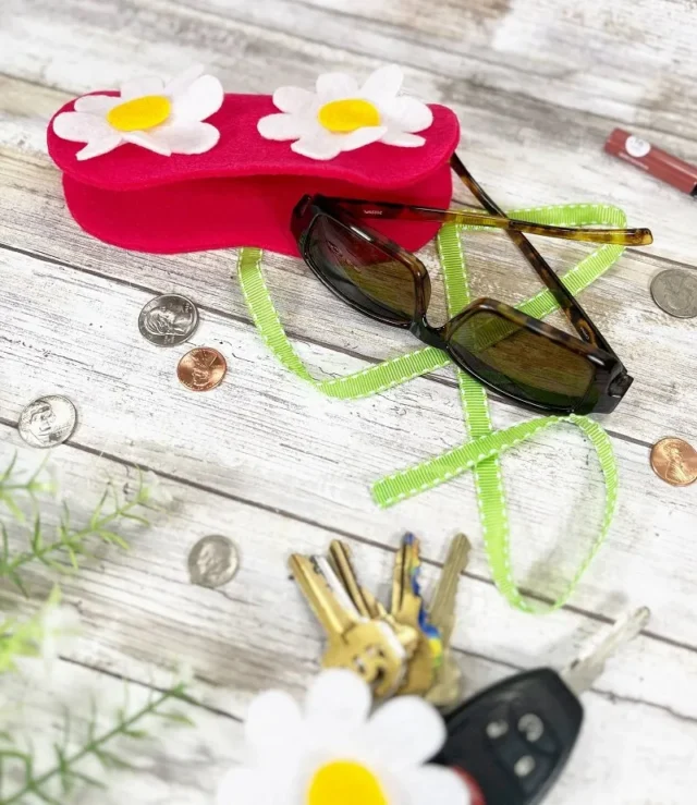 Barbie Inspired No Sew Daisy Sunglass Case from Creatively Beth.