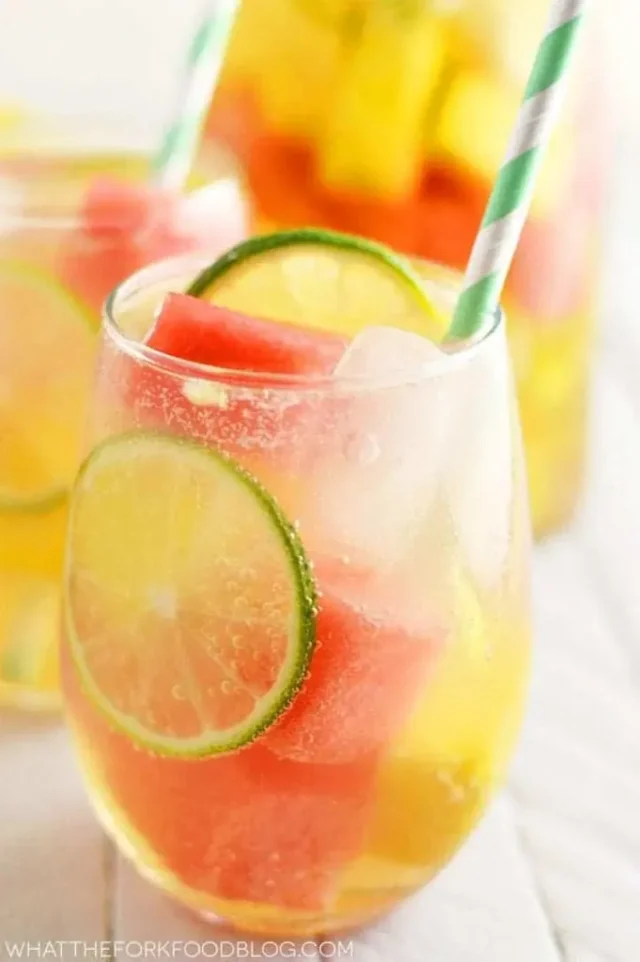 Summer Sangria with Watermelon and Pineapple by What the Fork Food Blog.