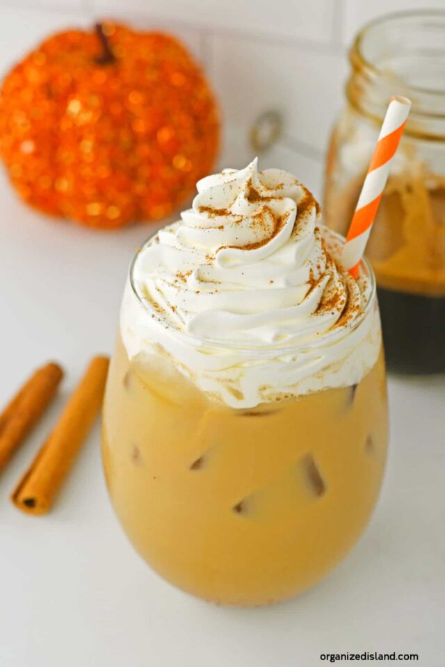  Iced Pumpkin Spice Latte Starbucks Copycat Recipe from Organized Island.
