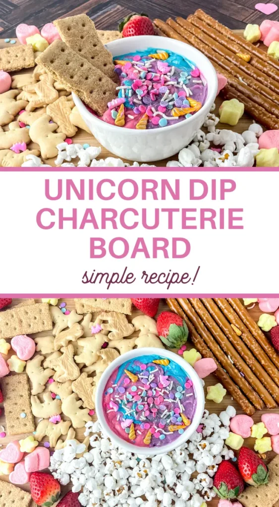 Unicorn Dip Charcuterie Board by 3 Boys and a Dog.
