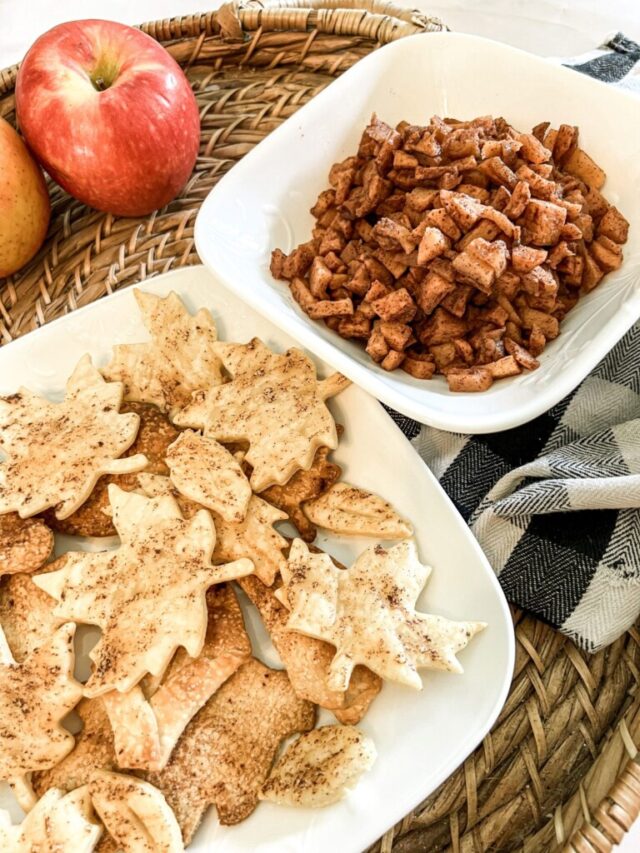 Easy pie crust leaf cookies with apple pie dip from our Tiny Nest.