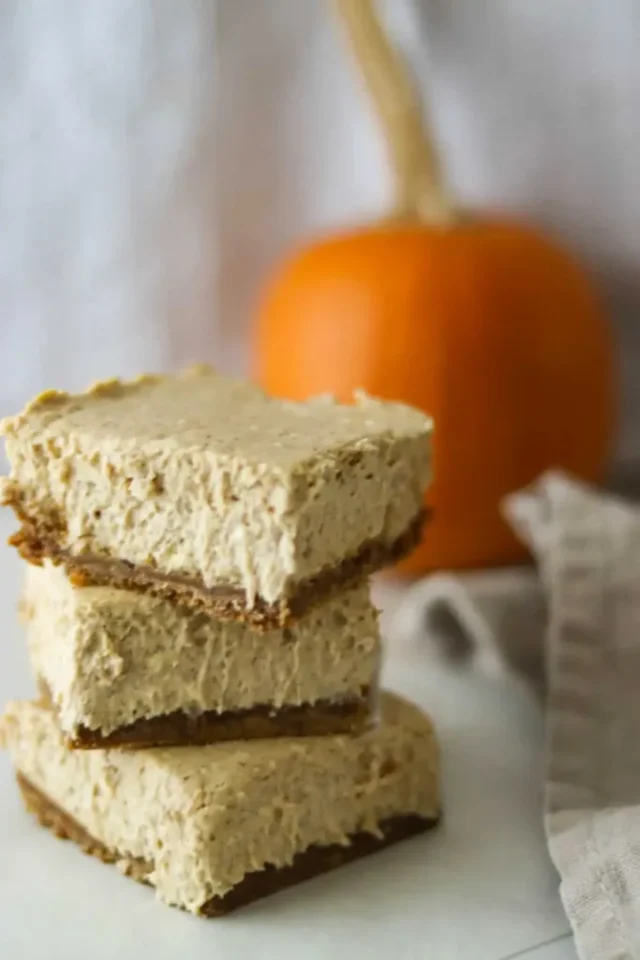 No Bake Pumpkin Cheesecake Bars from the Copper Table.