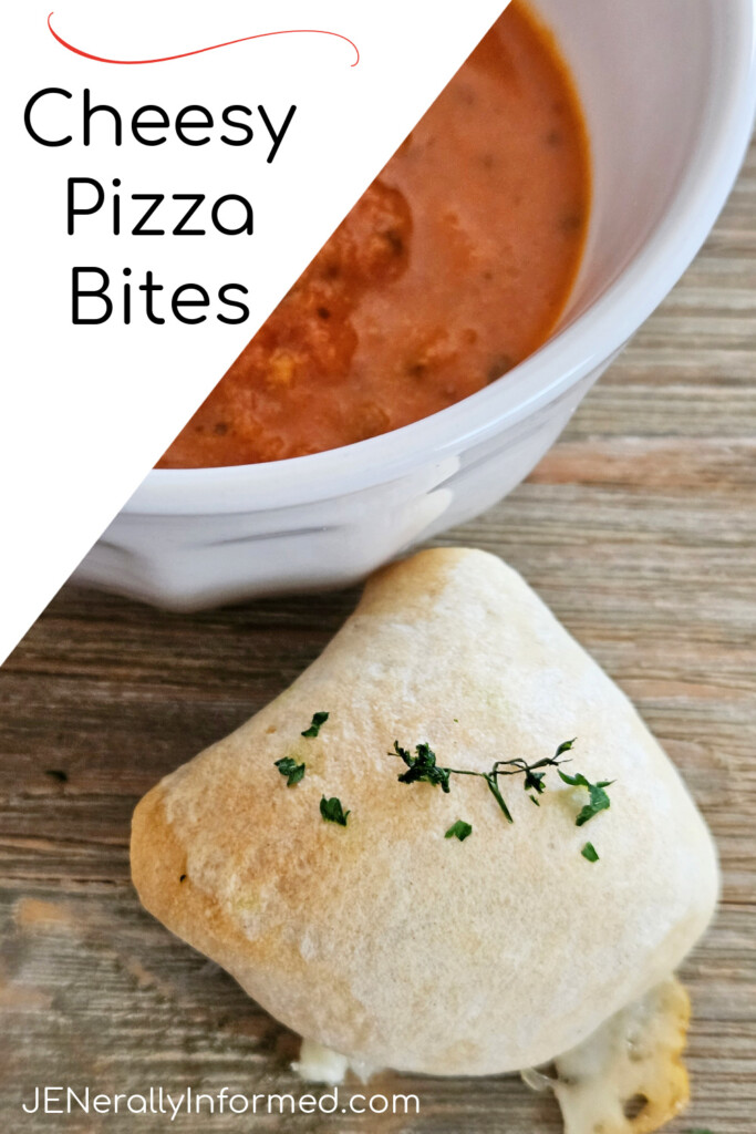 Easy to make cheesy pizza bites made from ready-made pizza dough and cheese sticks! #easymealideas #quickcooking