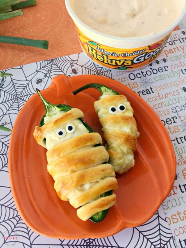 Halloween Mummy Jalapeno Poppers In Oven Recipe from Must Have Mom.