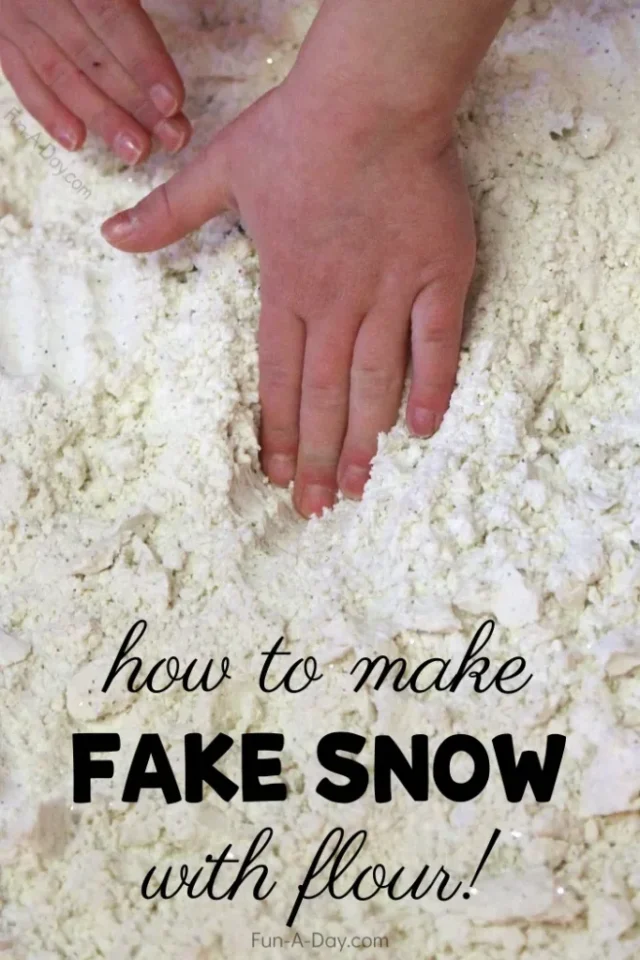 How to Make Fake Snow with Flour for Winter Sensory Play from Fun-A-Day.