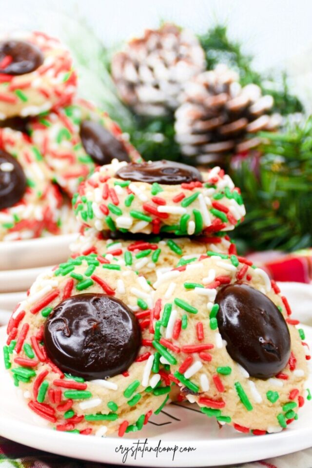 Christmas Sprinkle Thumbprint Cookies from Crystal and Comp.com.