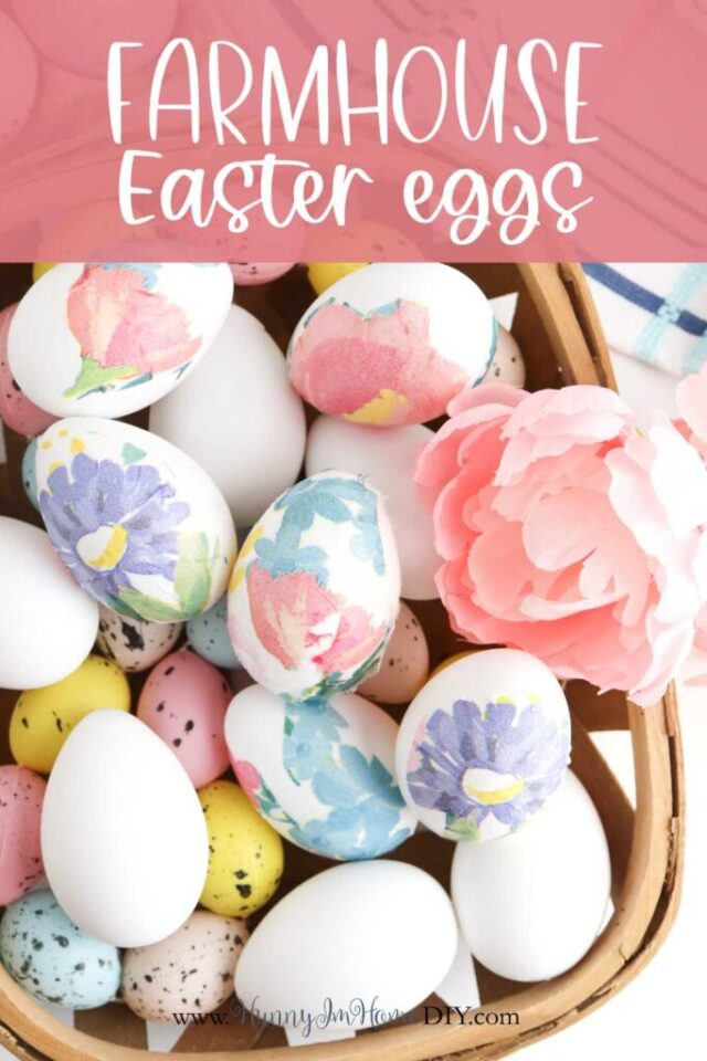 Easy Floral Farmhouse Easter Eggs by Hunny I’m Home.