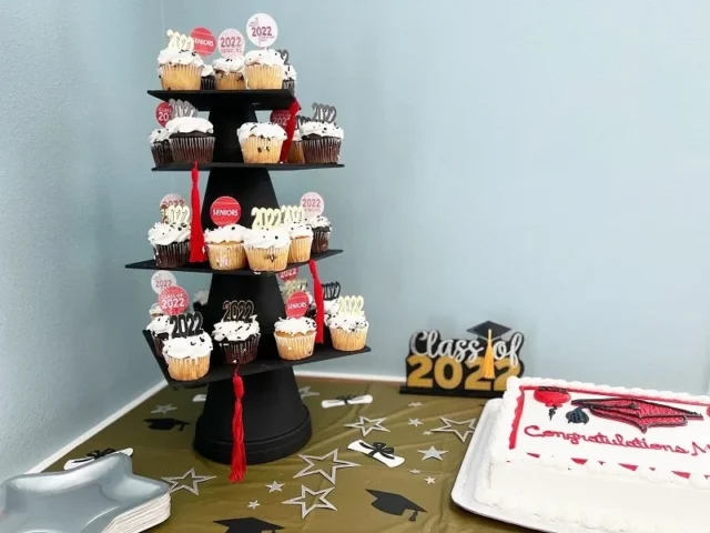 Create a DIY Graduation Cap Cupcake Stand and Cake Plate by Creatively Beth.