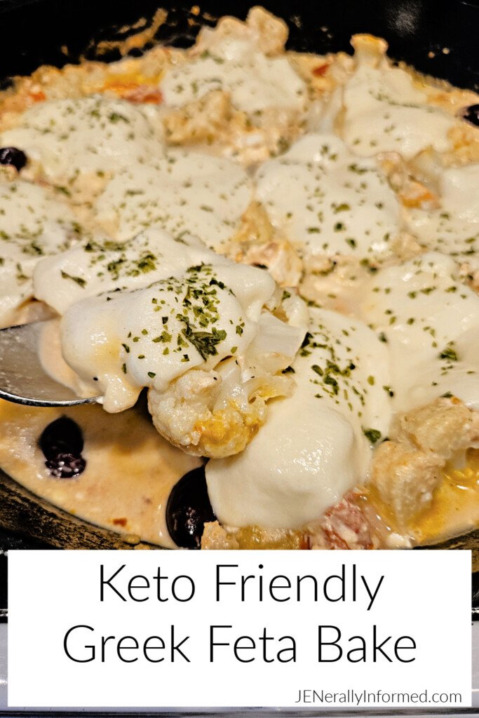 Deliciously easy Keto Greek feta bake cooked in a skillet! #keto #skilletrecipes #cooking #ketorecipes #cheesedishes