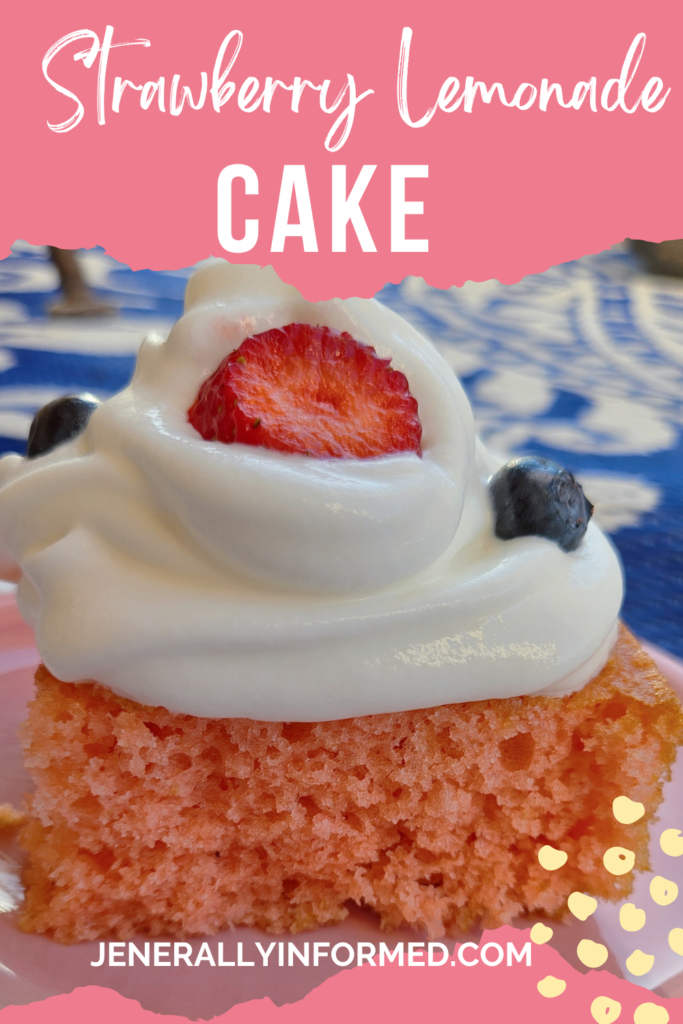 Try this easy-to-make Strawberry Lemonade Cake for your next backyard BBQ this summer! #desserts baking #lemonade #summerdesserts