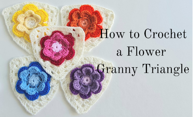 How to Crochet a Flower Granny Triangle by Little Treasures.