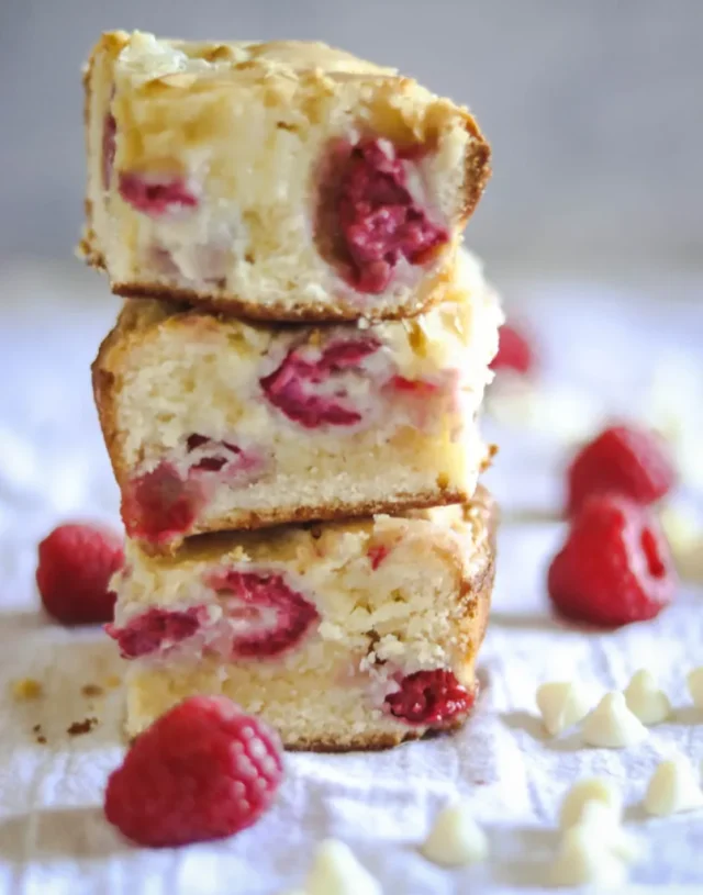 White Chocolate Raspberry Blondies by The Copper Table.